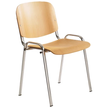 1120 LC tárgyalószék krómozott vázzal, bükk színű fa ülőfelülettel, teherbírás: 110 kg, garancia: 2 év