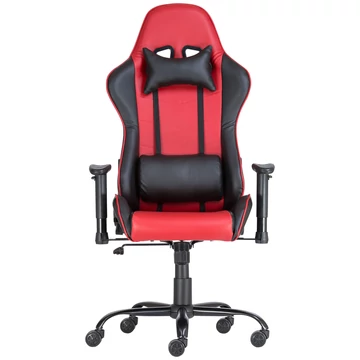 ALPHA RACING gamer forgószék magas, teljesen hatra dönthető háttámlával, nyak- és deréktámasztó párnával, teherbírás: 110 kg, garancia: 2 év, piros-fekete