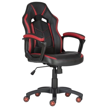 AVONDALE II textilbőr, modern megjelenésű gamer forgószék párnázott karfákkal, állítható hintamechanikával, teherbírás: 110 kg, garancia: 2 év, piros-fekete