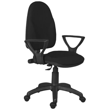 BRAVO LX operatív irodai forgószék ergonomikus szivacsozással, dönthető háttámlával és fix műanyag karfával, terhelhetőség: 110 kg, 2 év garancia, fekete