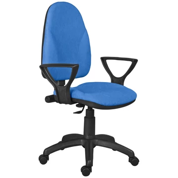 BRAVO LX operatív irodai forgószék ergonomikus szivacsozással, dönthető háttámlával és fix műanyag karfával, terhelhetőség: 110 kg, 2 év garancia, kék