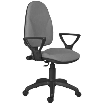 BRAVO LX operatív irodai forgószék ergonomikus szivacsozással, dönthető háttámlával és fix műanyag karfával, terhelhetőség: 110 kg, 2 év garancia, szürke