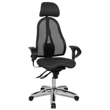 SITNESS 45 prémium ergonomikus forgószék 3D ülésmozgással, Krómozott fém lábcsillaggal, teherbírás: 110 kg, garancia: 3 év, sötétszürke-fekete