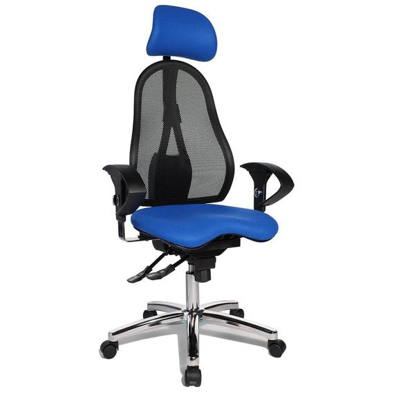 SITNESS 45 prémium ergonomikus forgószék 3D ülésmozgással, Krómozott fém lábcsillaggal, teherbírás: 110 kg, garancia: 3 év, kék-fekete
