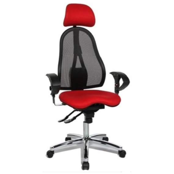 SITNESS 45 prémium ergonomikus forgószék 3D ülésmozgással, Krómozott fém lábcsillaggal, teherbírás: 110 kg, garancia: 3 év, piros-fekete