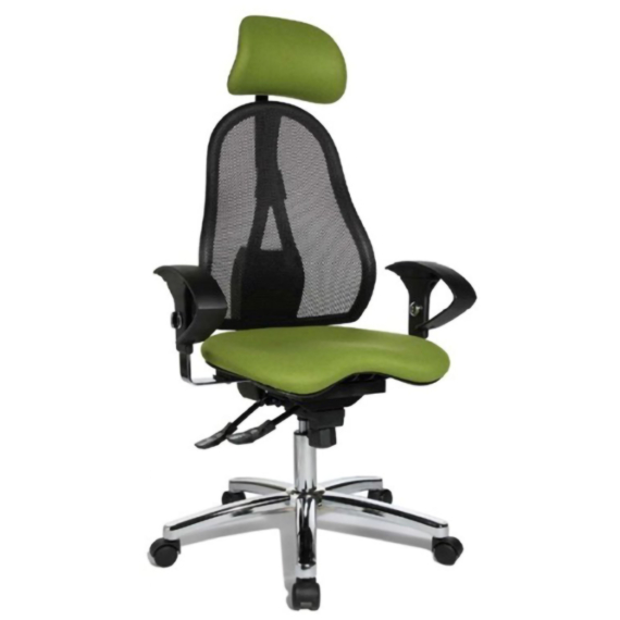 SITNESS 45 prémium ergonomikus forgószék 3D ülésmozgással, Krómozott fém lábcsillaggal, teherbírás: 110 kg, garancia: 3 év, zöld-fekete
