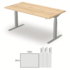 Kép 1/5 - Elektromosan állítható magasságú asztal, EX | alumínium színezetű vagy fehér, fém gerendával összekötött fém lábak | asztallap 28 mm vastag kétoldalt laminált, 2 mm ABS élléccel, 178x80 cm